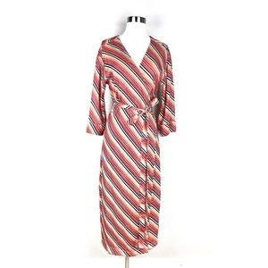 Cali Dreaming Striped 3/4 Sleeve Wrap Maxi Dress